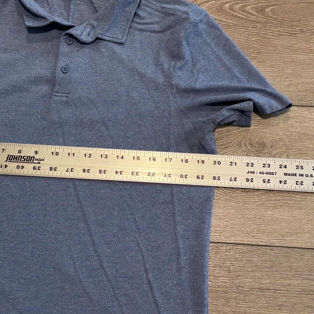Lululemon Evolution Polo Mens Large Blue Heathered Golf Athletic Preppy Casual - Picture 5 of 7